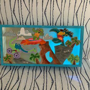 ⭐️#549 Hand Painted Wooden Night Light - Dinosaurs